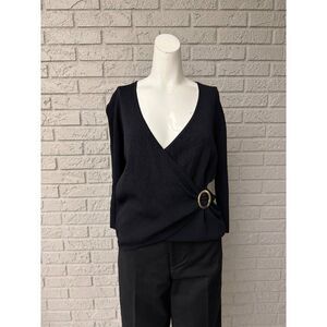 Joseph A. Women’s Black Faux Wrap Long Sleeve Knit Top Size L